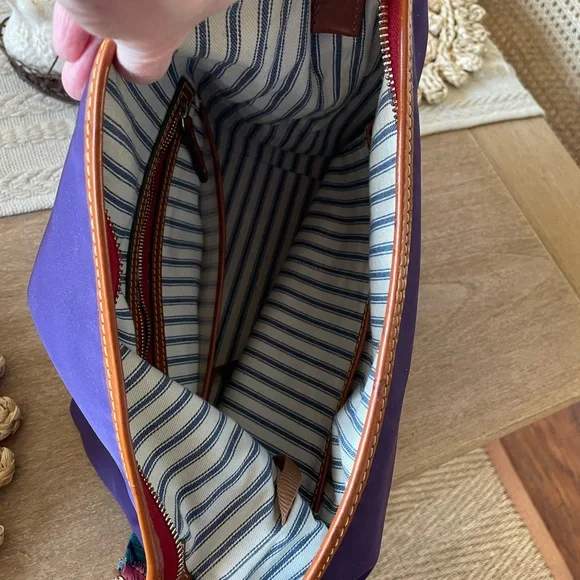Dooney & Bourke Nylon Wayfarer Hobo - Plum/Purple with Floral Strap - Picture 9 of 14